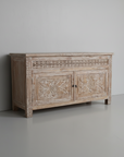 Kediri White Wash Carved Teak Vanity 150cm