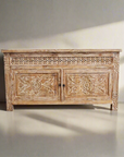 Kediri White Wash Carved Teak Vanity 150cm