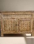 Kediri White Wash Carved Teak Vanity 120cm