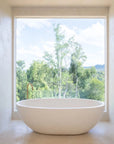 Oval Concrete Terrazzo Stone Bath 1750x900x550mm - Sandy White