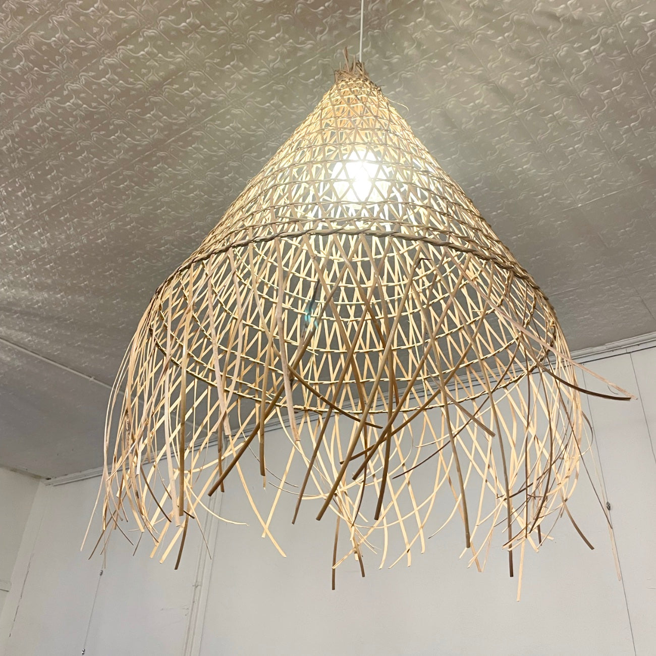Large Cabana Woven Rattan Pendant