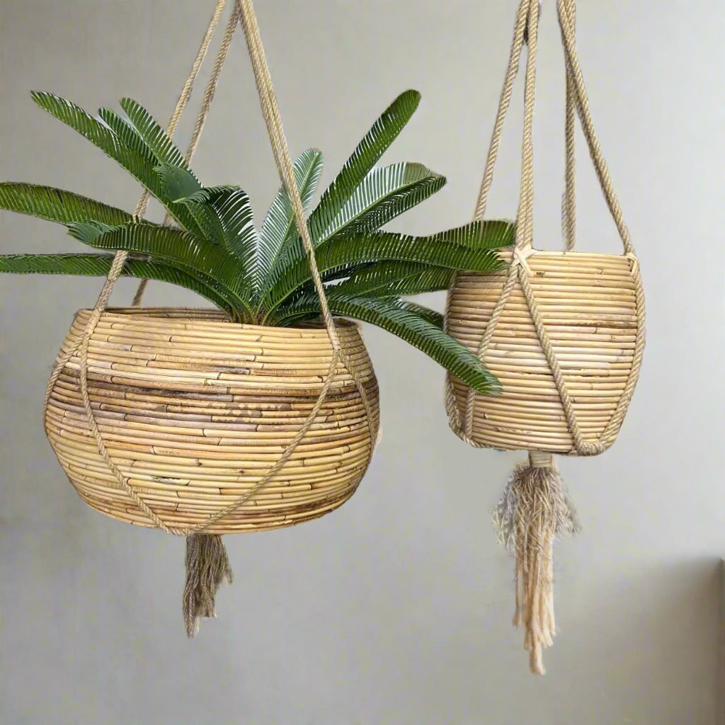 hanging cane planter Large Cane Pot Plant Hanger – Paradise Living Co