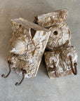 Large Double Vintage Indian Timber Wall Hooks