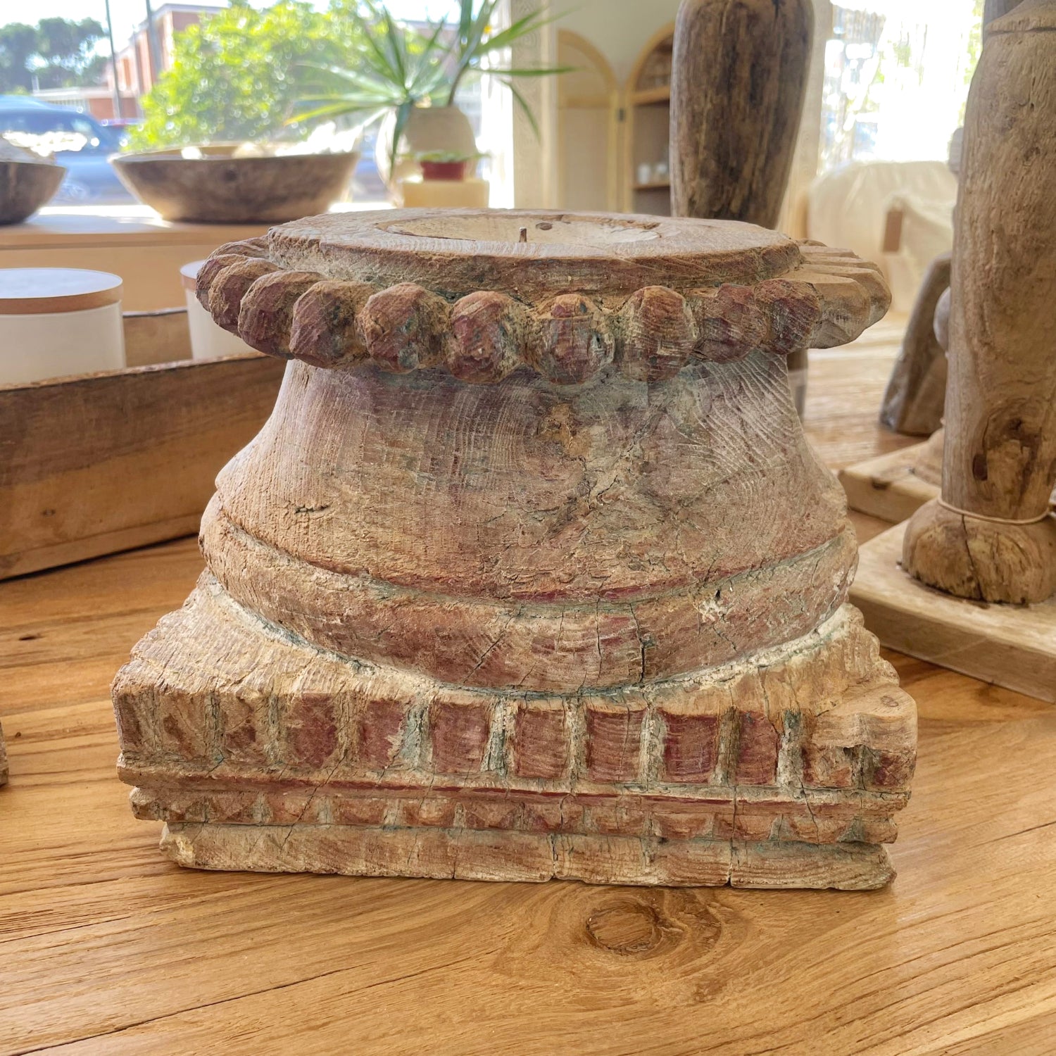 Large Indian Pillar Base Candle Stand - Assorted Designs