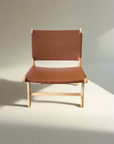 Leather + Teak Lounger Chair