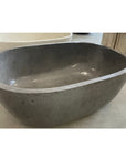 Oval Concrete Terrazzo Stone Bath 1800x1150x600mm - Mid Grey