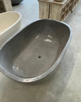 Oval Concrete Terrazzo Stone Bath 1800x1150x600mm - Mid Grey
