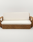 Midcentury Six Strand Rattan 3 Seater Lounger - Caramel