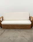 Midcentury Six Strand Rattan 3 Seater Lounger - Caramel