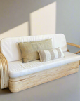 Midcentury Six Strand Rattan 3 Seater Lounger - Natural