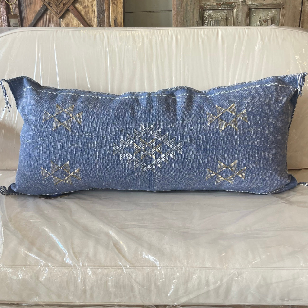 Moroccan Cactus Silk Lumbar Cushion Cover - Ocean