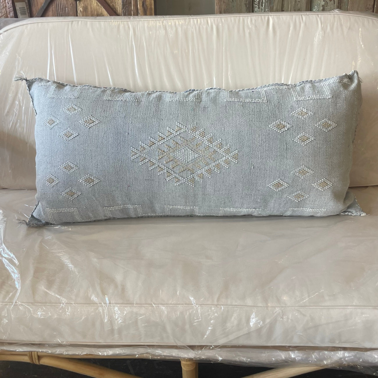 Moroccan Cactus Silk Lumbar Cushion Cover - Ocean
