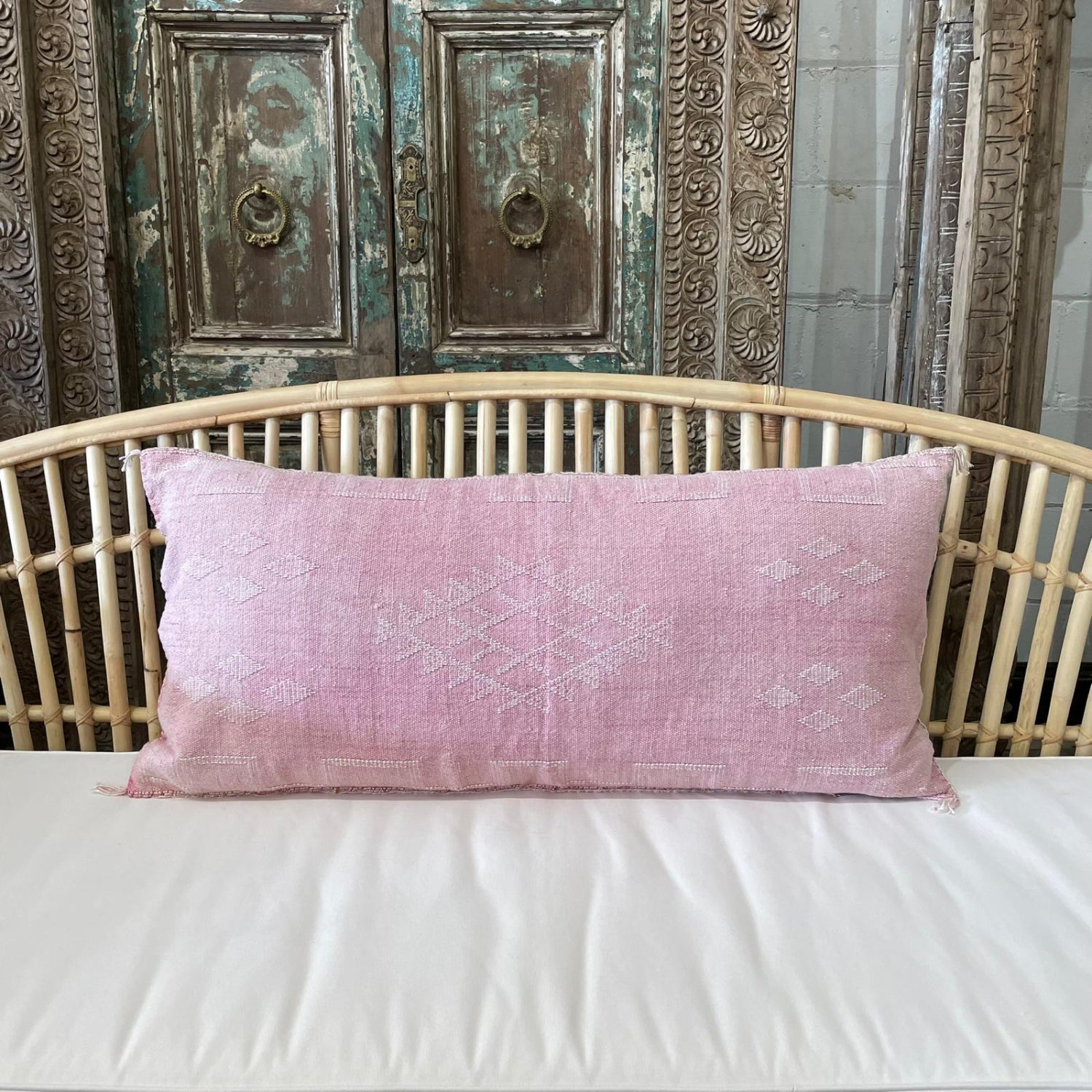 Moroccan Cactus Silk Lumbar Cushion Cover - Flamingo