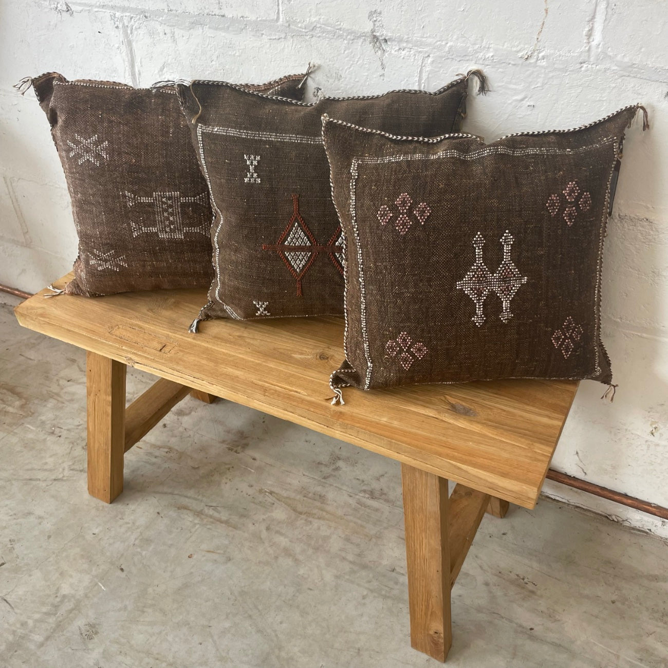 Moroccan Cactus Silk Square Cushion Cover - Cocoa