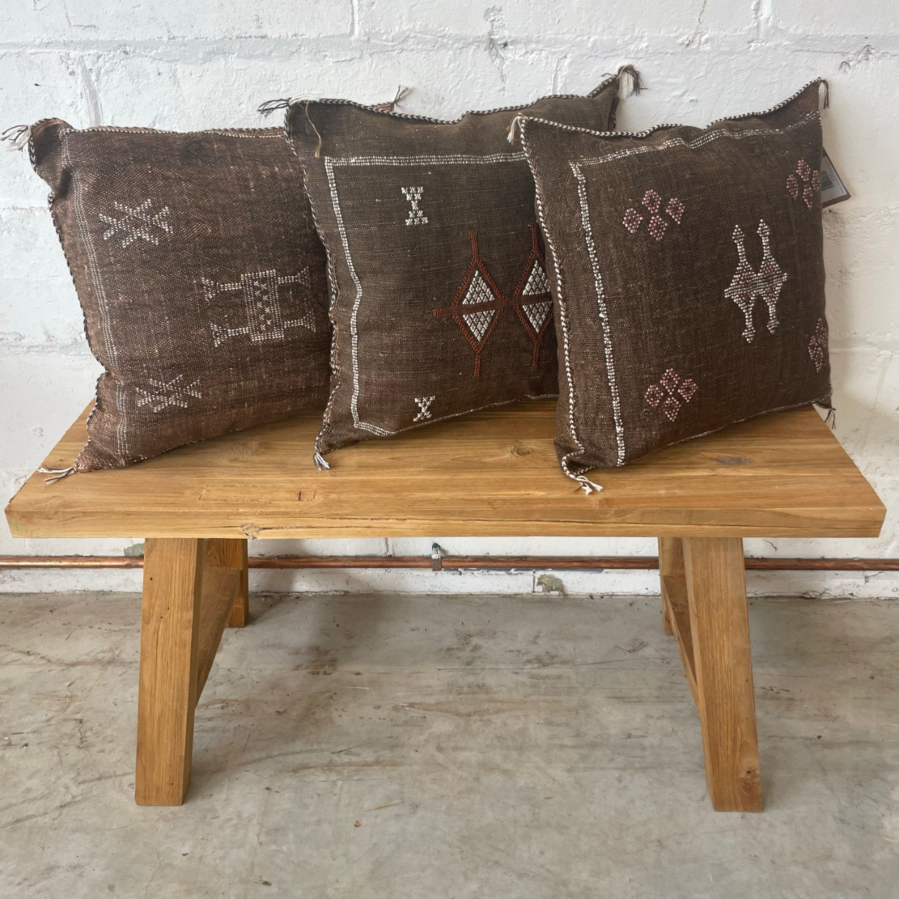 Moroccan Cactus Silk Square Cushion Cover - Cocoa