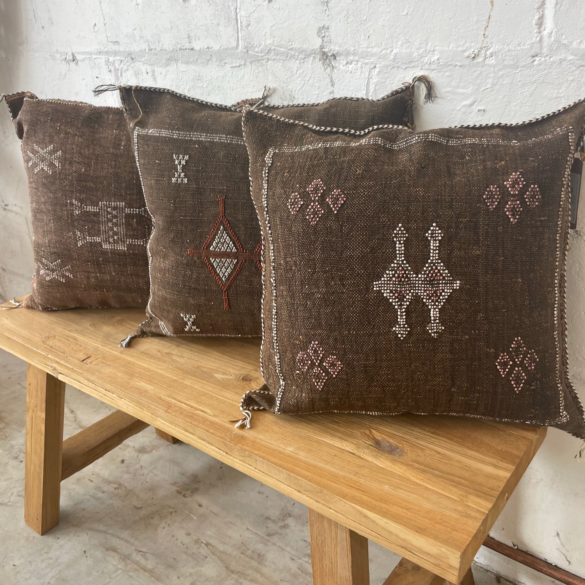 Moroccan Cactus Silk Square Cushion Cover - Cocoa