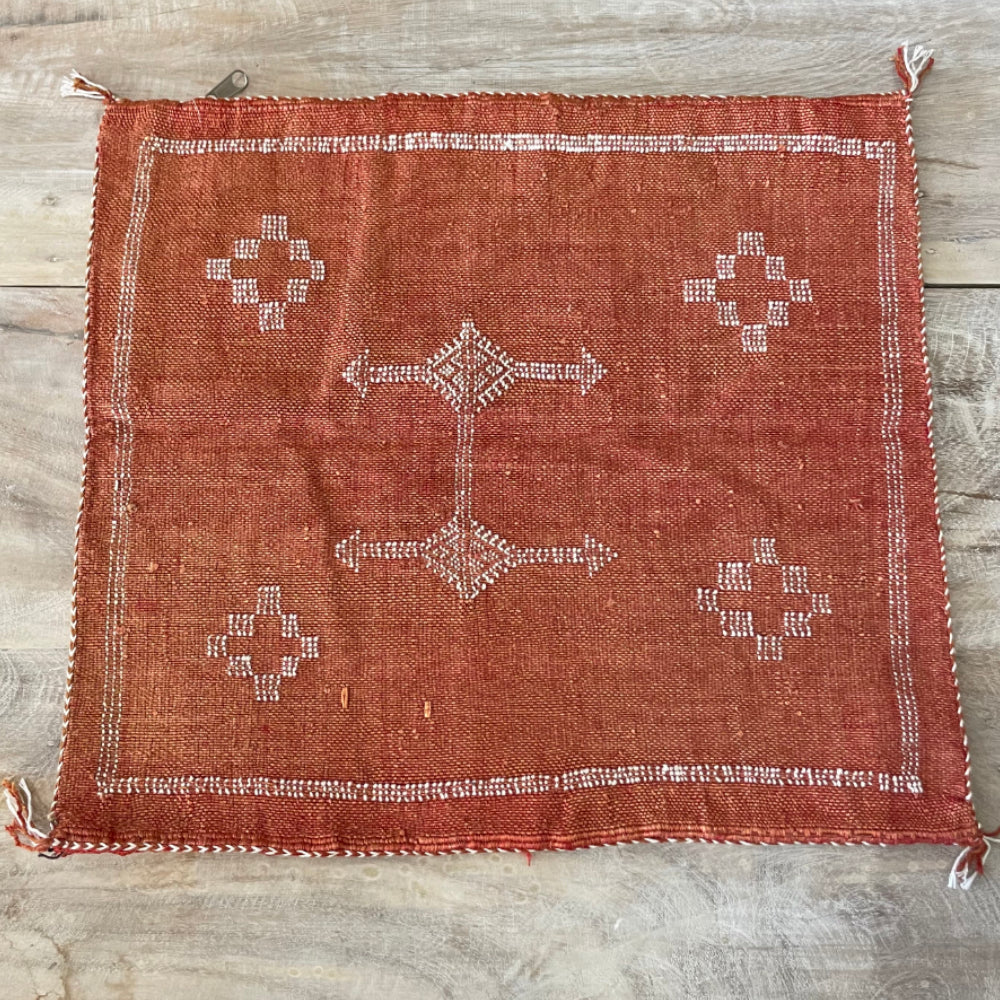 Moroccan Cactus Silk Square Cushion Cover - Rust