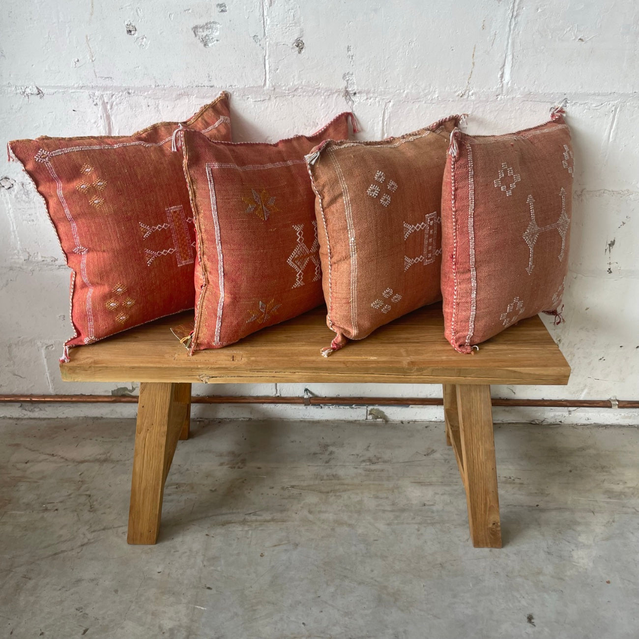 Moroccan Cactus Silk Square Cushion Cover - Rust