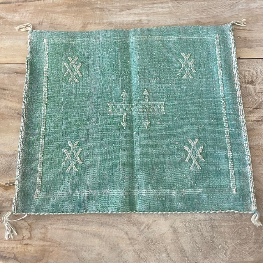 Moroccan Cactus Silk Square Cushion Cover - Sea Green