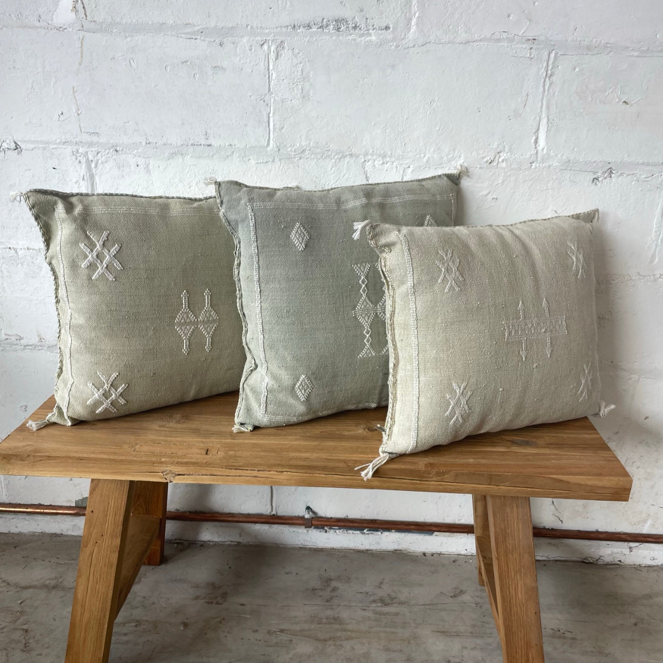 Moroccan Cactus Silk Square Cushion Cover - Mint Green