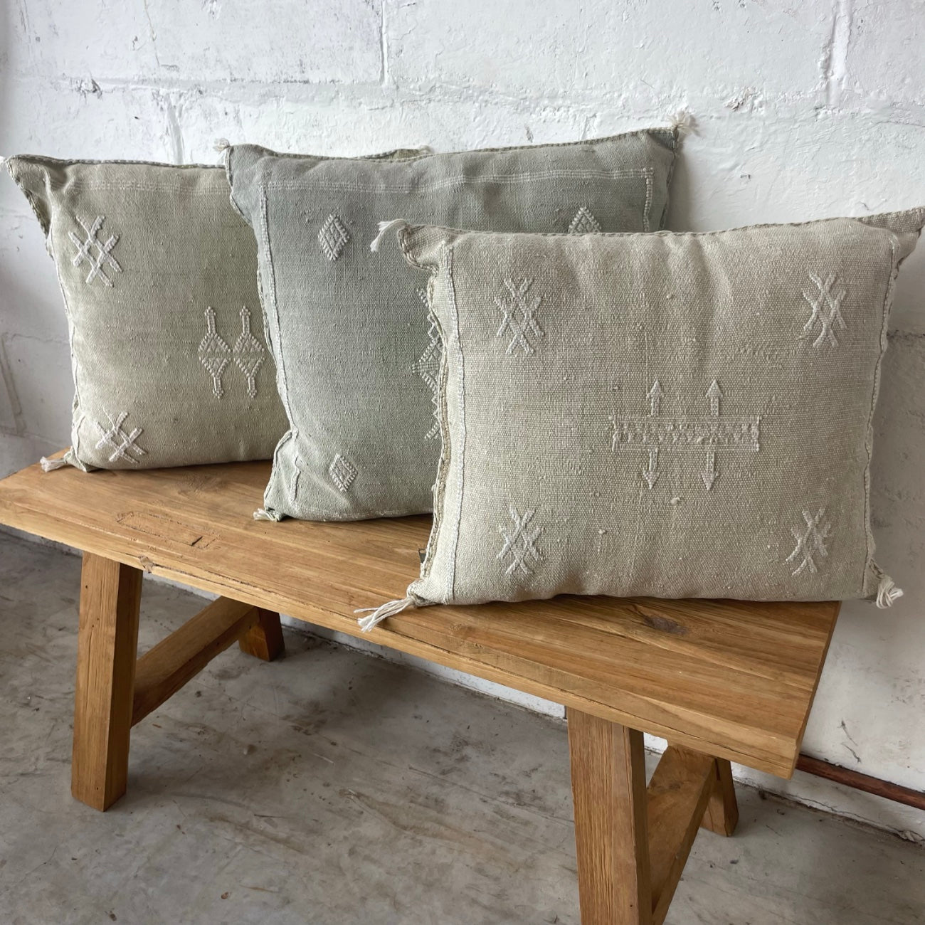 Moroccan Cactus Silk Square Cushion Cover - Mint Green