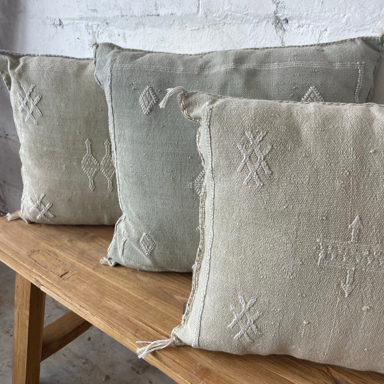 Moroccan Cactus Silk Square Cushion Cover - Mint Green