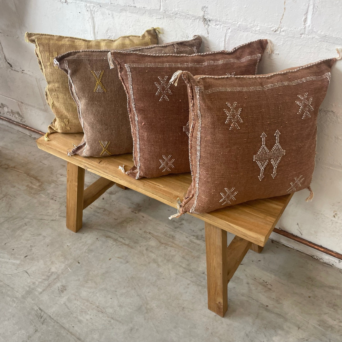 Moroccan Cactus Silk Square Cushion Cover - Chocolate