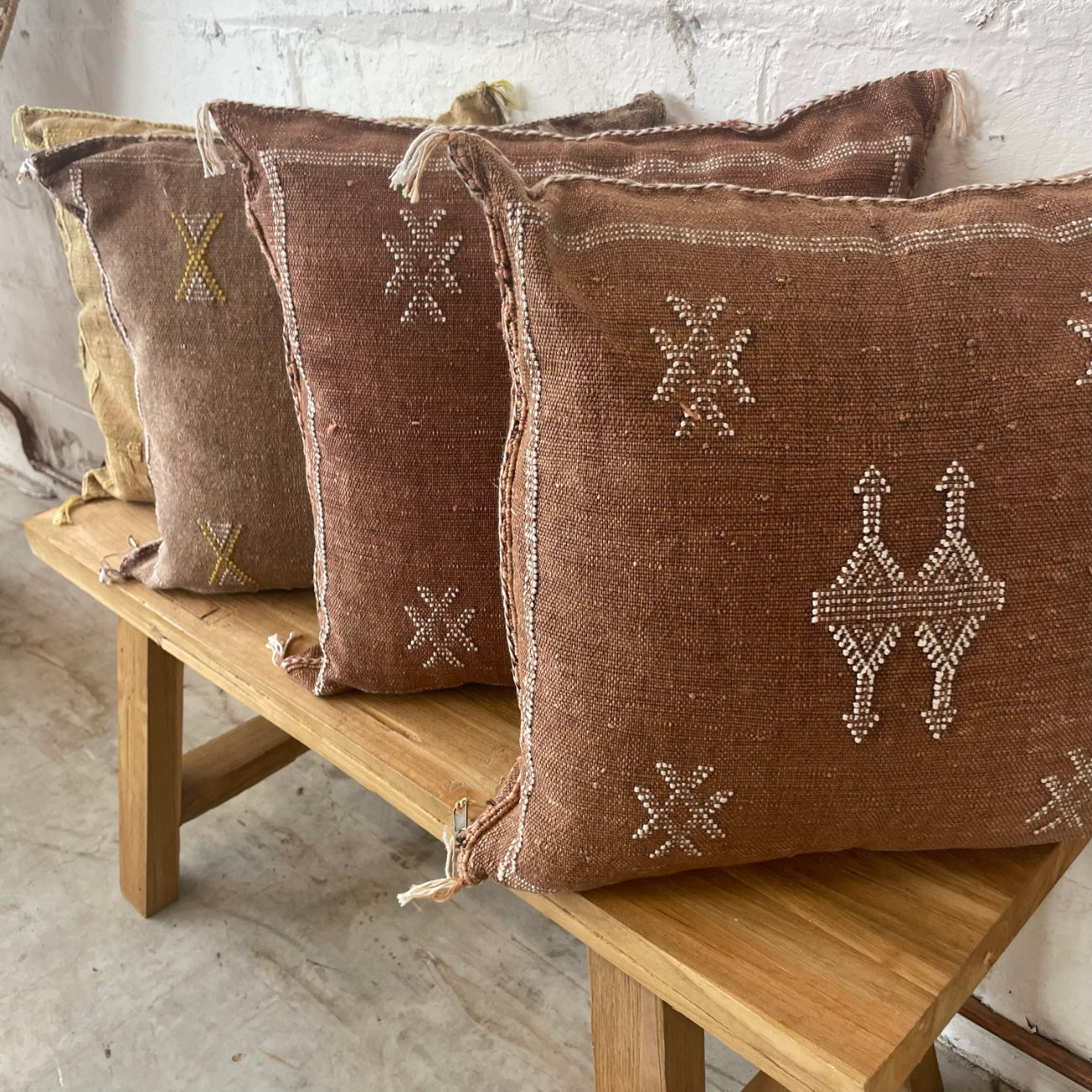 Moroccan Cactus Silk Square Cushion Cover - Chocolate