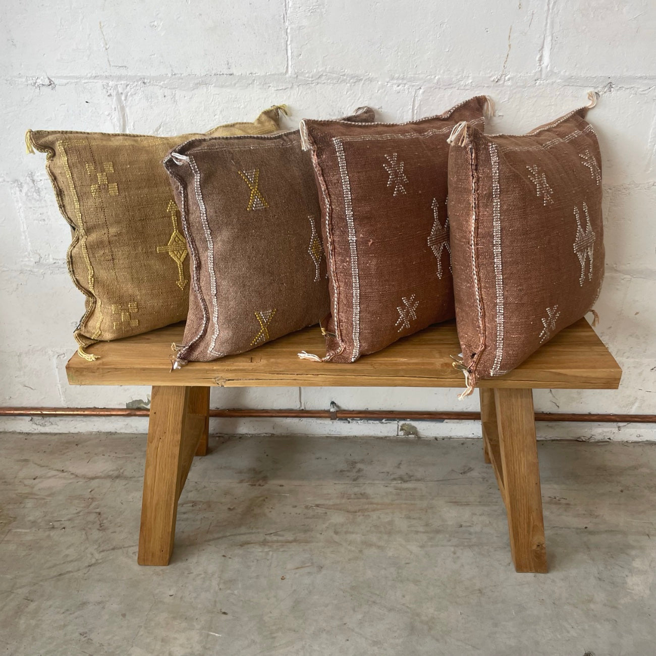 Moroccan Cactus Silk Square Cushion Cover - Chocolate