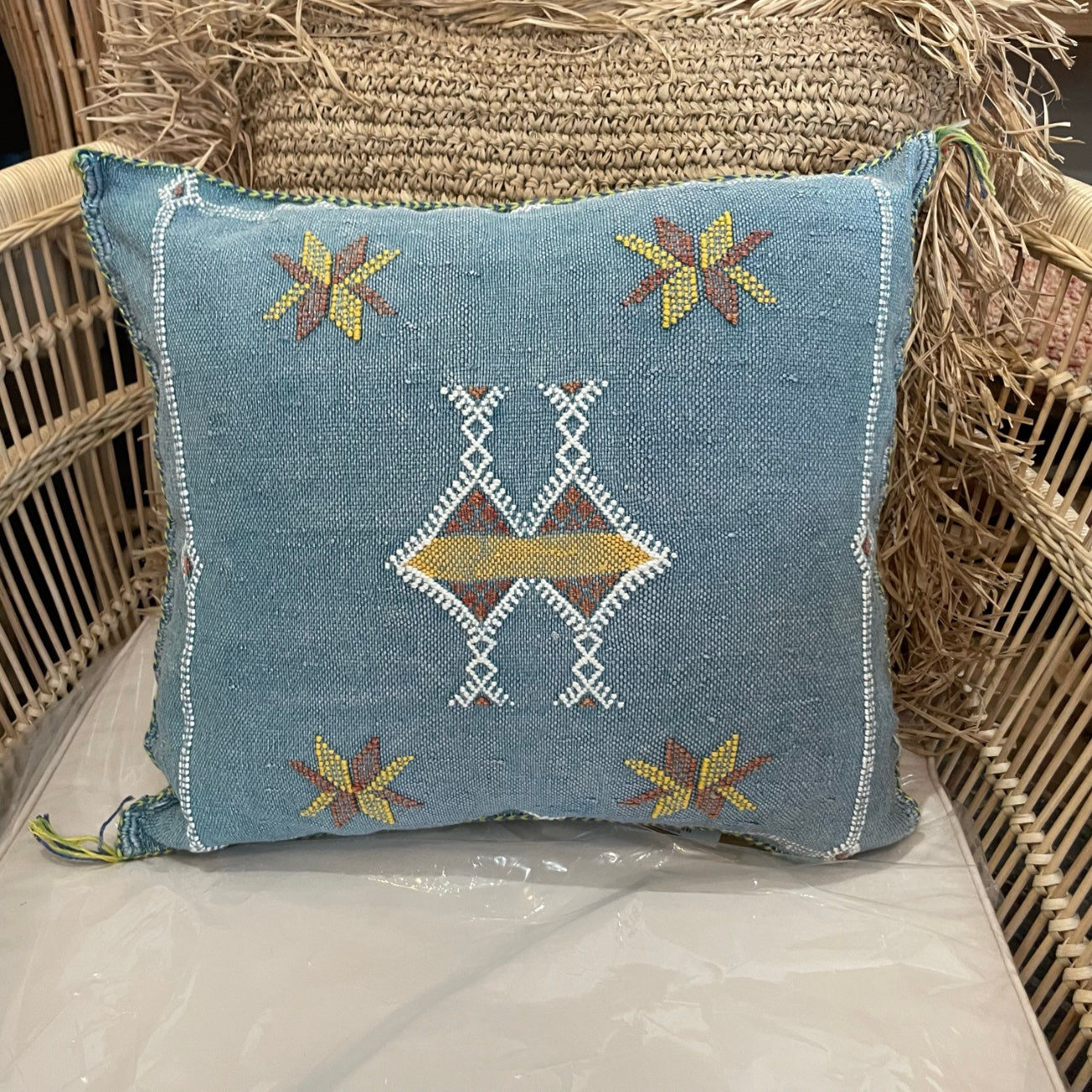 Moroccan Cactus Silk Square Cushion Cover - Ocean