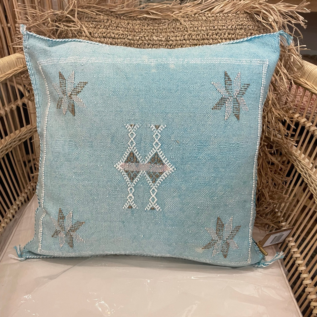 Moroccan Cactus Silk Square Cushion Cover - Ocean