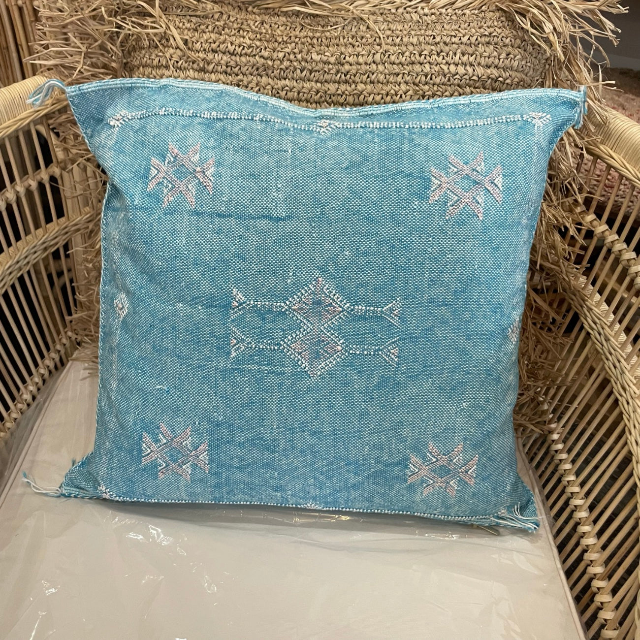 Moroccan Cactus Silk Square Cushion Cover - Ocean