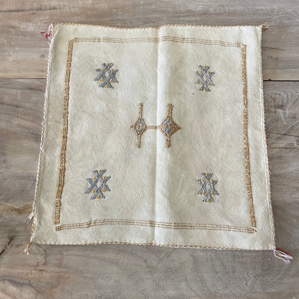 Moroccan Cactus Silk Square Cushion Cover - White