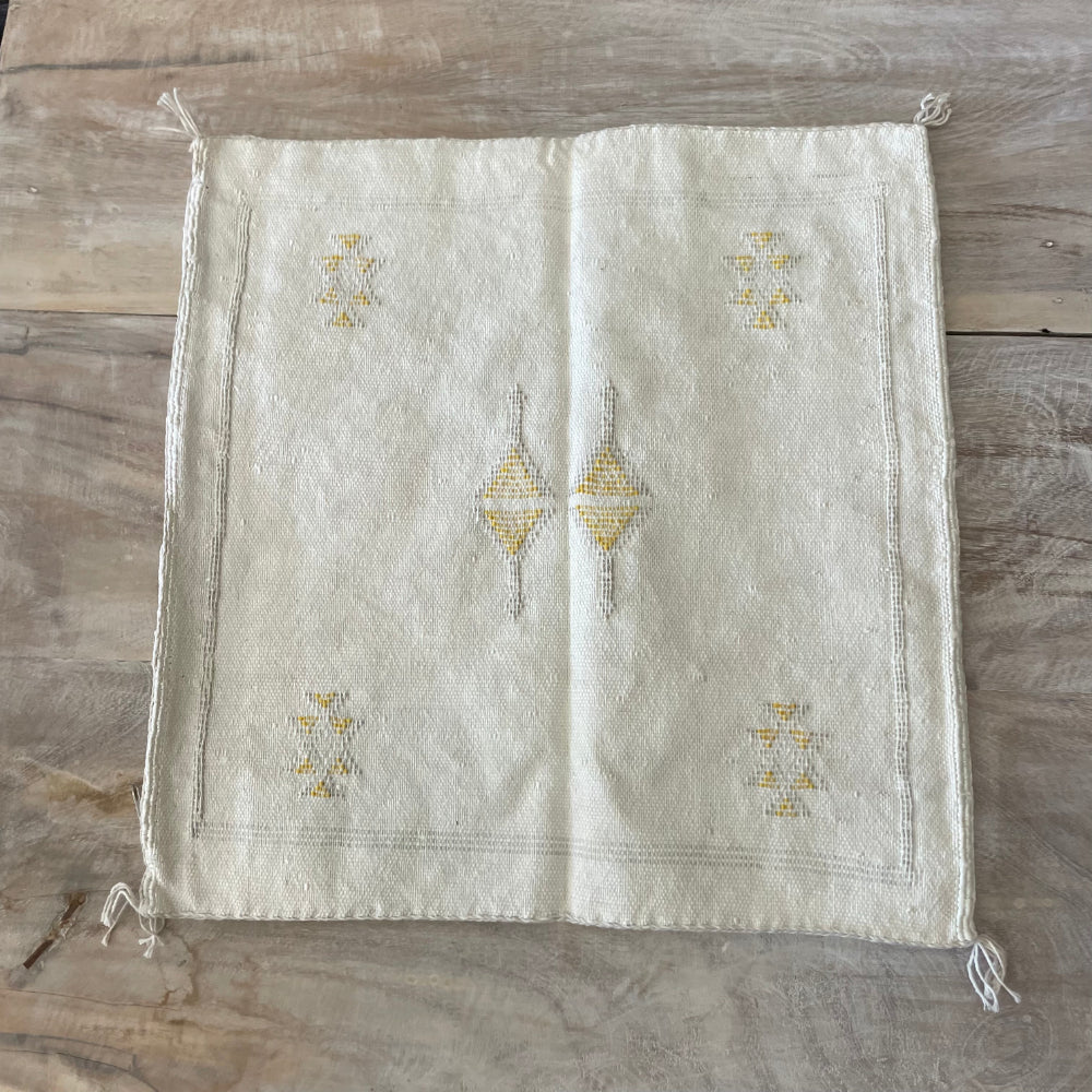 Moroccan Cactus Silk Square Cushion Cover - White