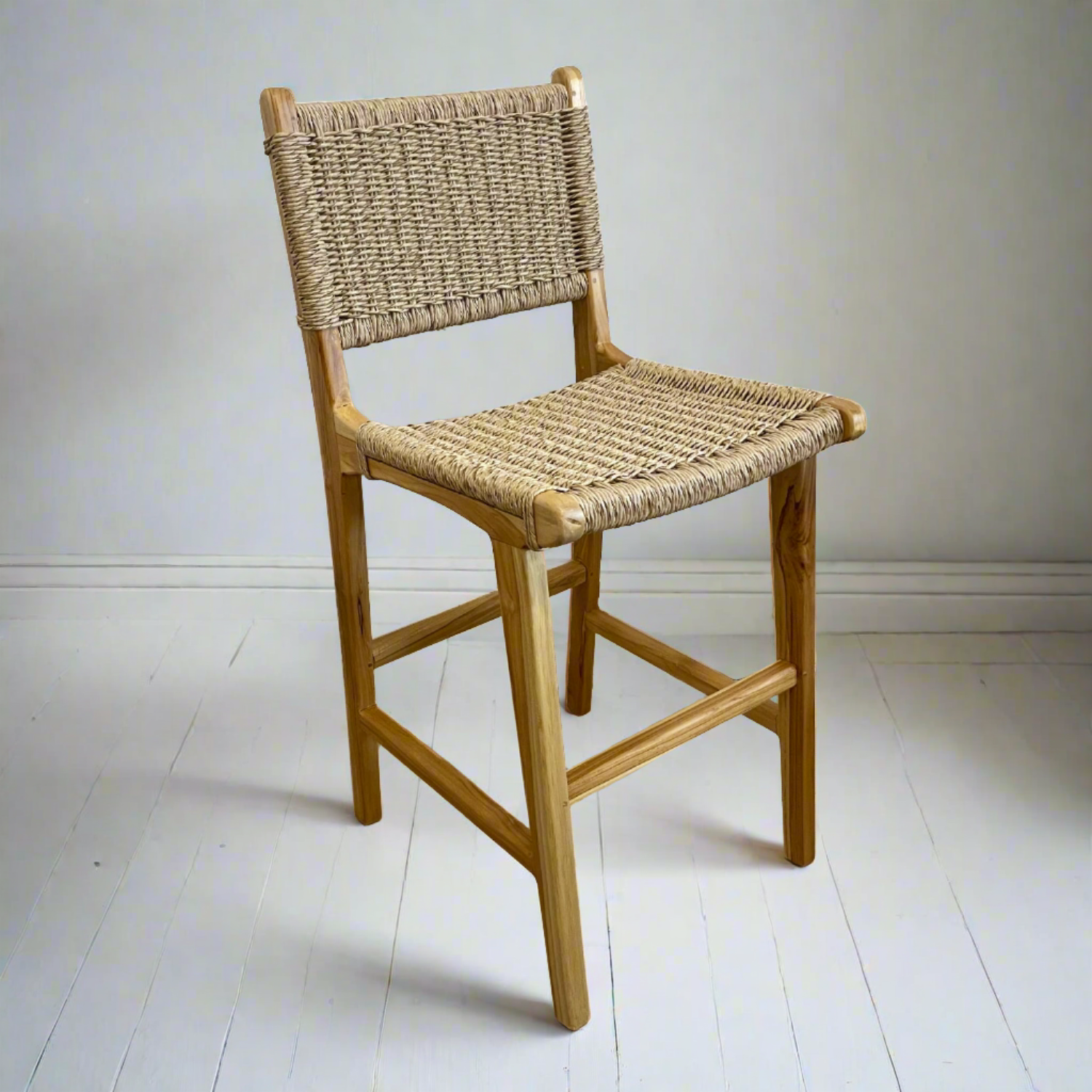 Mykonos Teak Counter Stool with Back