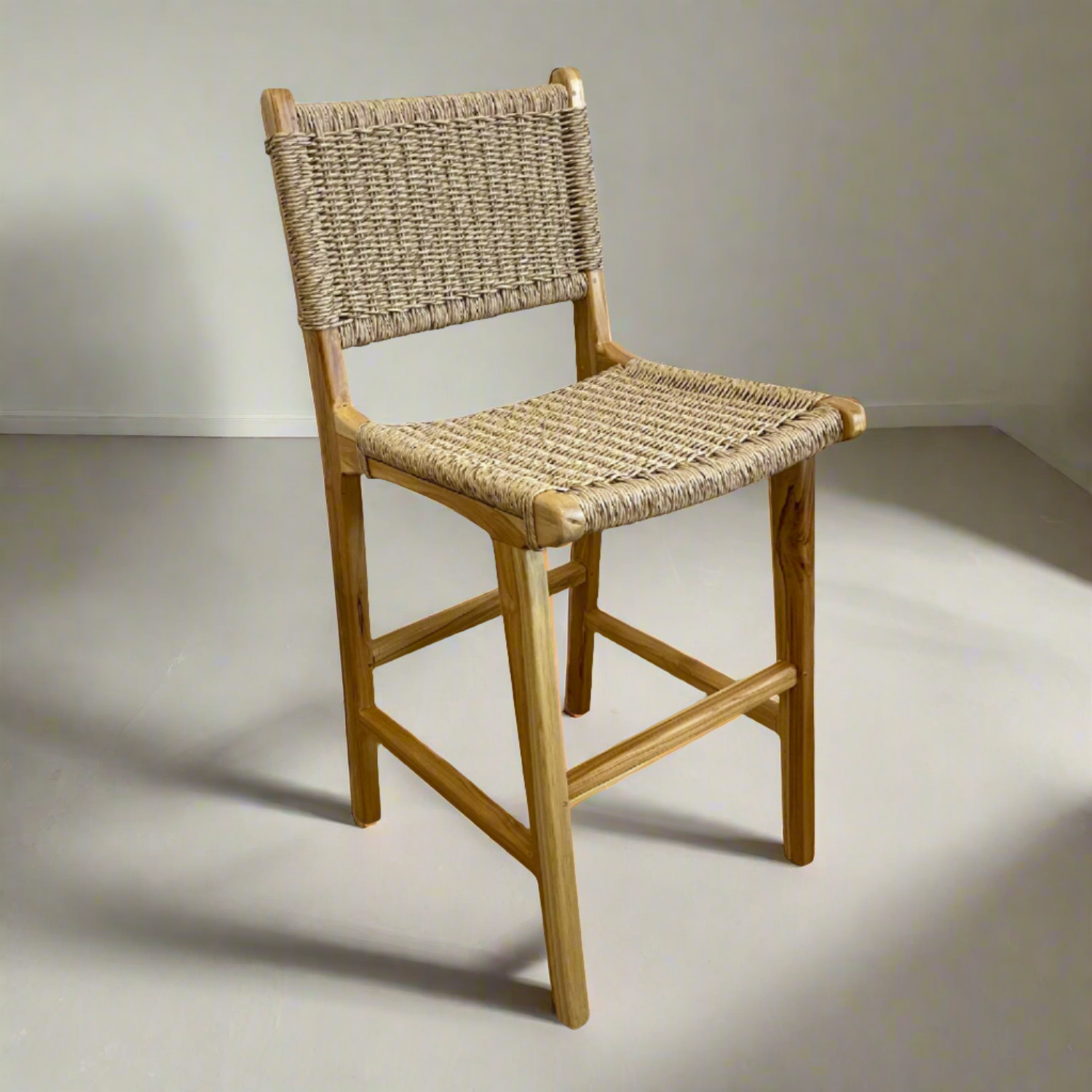 Mykonos Teak Counter Stool with Back