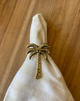 Palm Brass Napkin Ring Holder - Set of 4