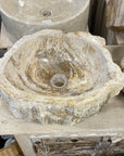 Natural Fossilised Wood Basin 01 - 43 x 36.5 x 15cm