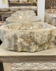 Natural Fossilised Wood Basin 01 - 43 x 36.5 x 15cm