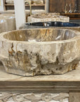 Natural Fossilised Wood Basin 04 - 40 x 34.5 x 14.5cm