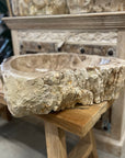 Natural Fossilised Wood Basin 05 - 56.5 x 44 x 15cm