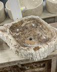 Natural Fossilised Wood Basin 09 - 63 x 46 x 15cm