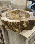 Natural Fossilised Wood Basin 11 - 47.5 x 49.5 x 15cm
