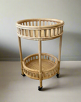 Natural Halia Round Rattan Bar Cart