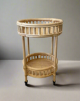 Natural Halia Round Rattan Bar Cart