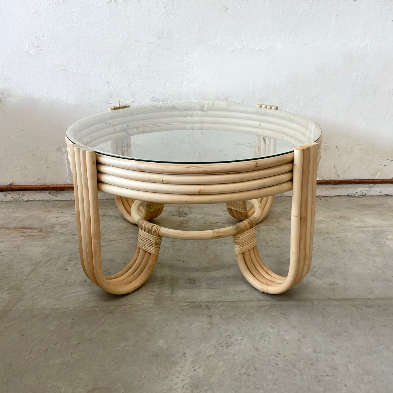 Natural Pretzel Rattan Coffee Table 80cm Dia