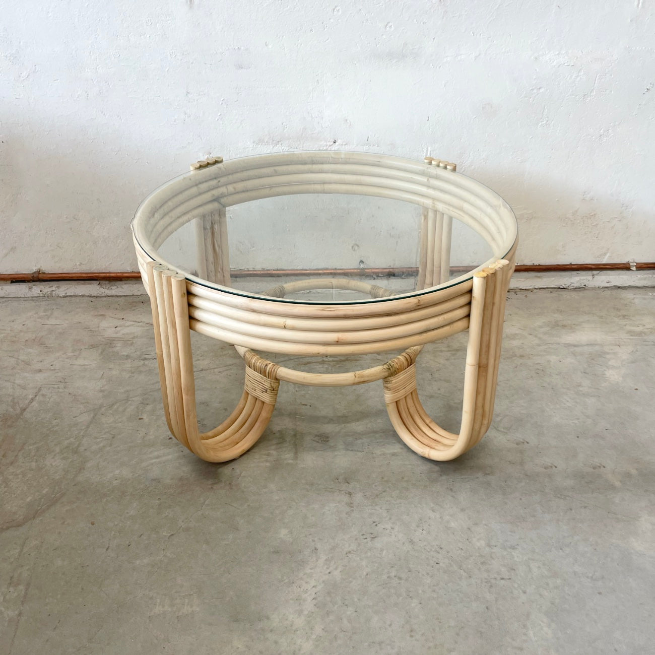 Natural Pretzel Rattan Coffee Table 80cm Dia
