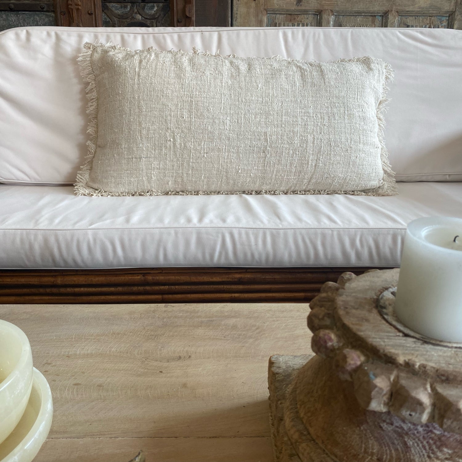 Natural Woven Lumbar Cushion 50x100cm