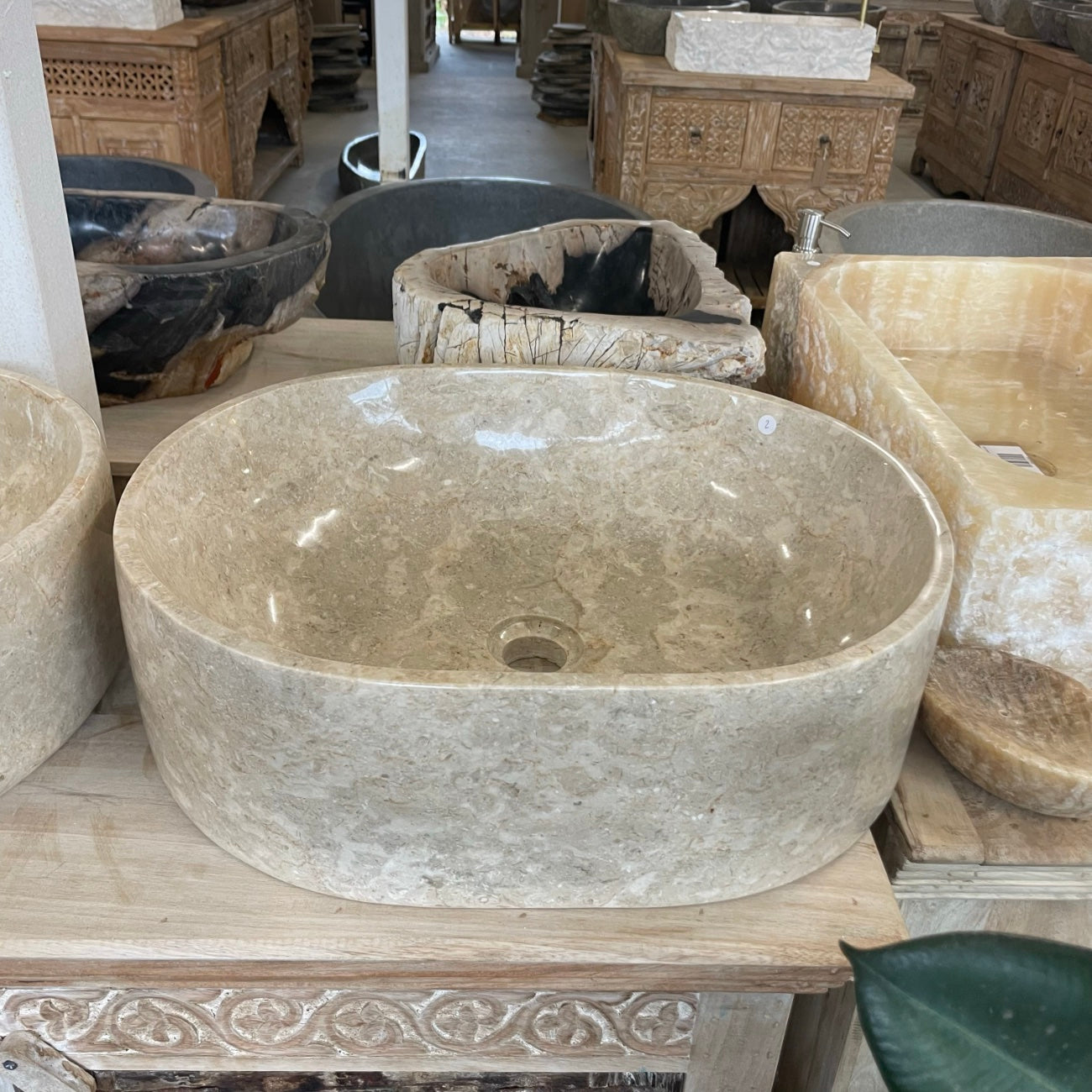 Oval Marble Stone Basin