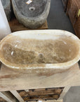 Oval Polished Onyx Stone Basin 15 - 59.5cm x 32.5cm